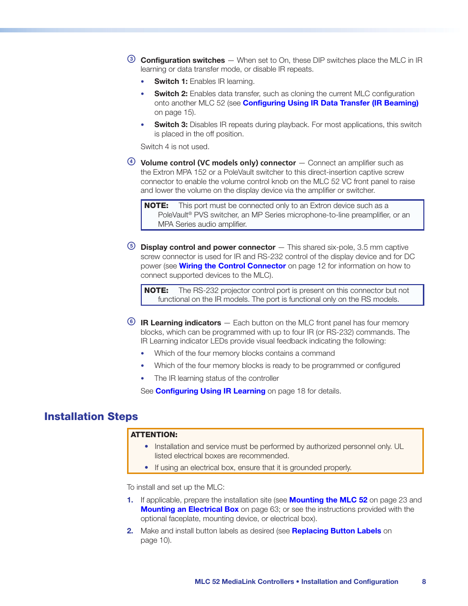 Installation steps | Extron Electronics MLC 52 Series User Guide User Manual | Page 14 / 74