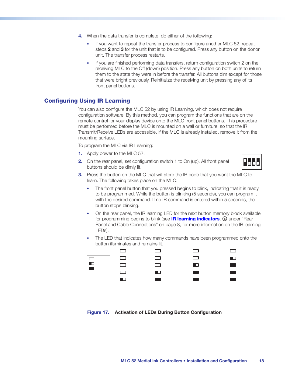 Configuring using ir learning, Configuring using ir, Learning | Ning (see | Extron Electronics MLC 52 Series User Guide User Manual | Page 24 / 74