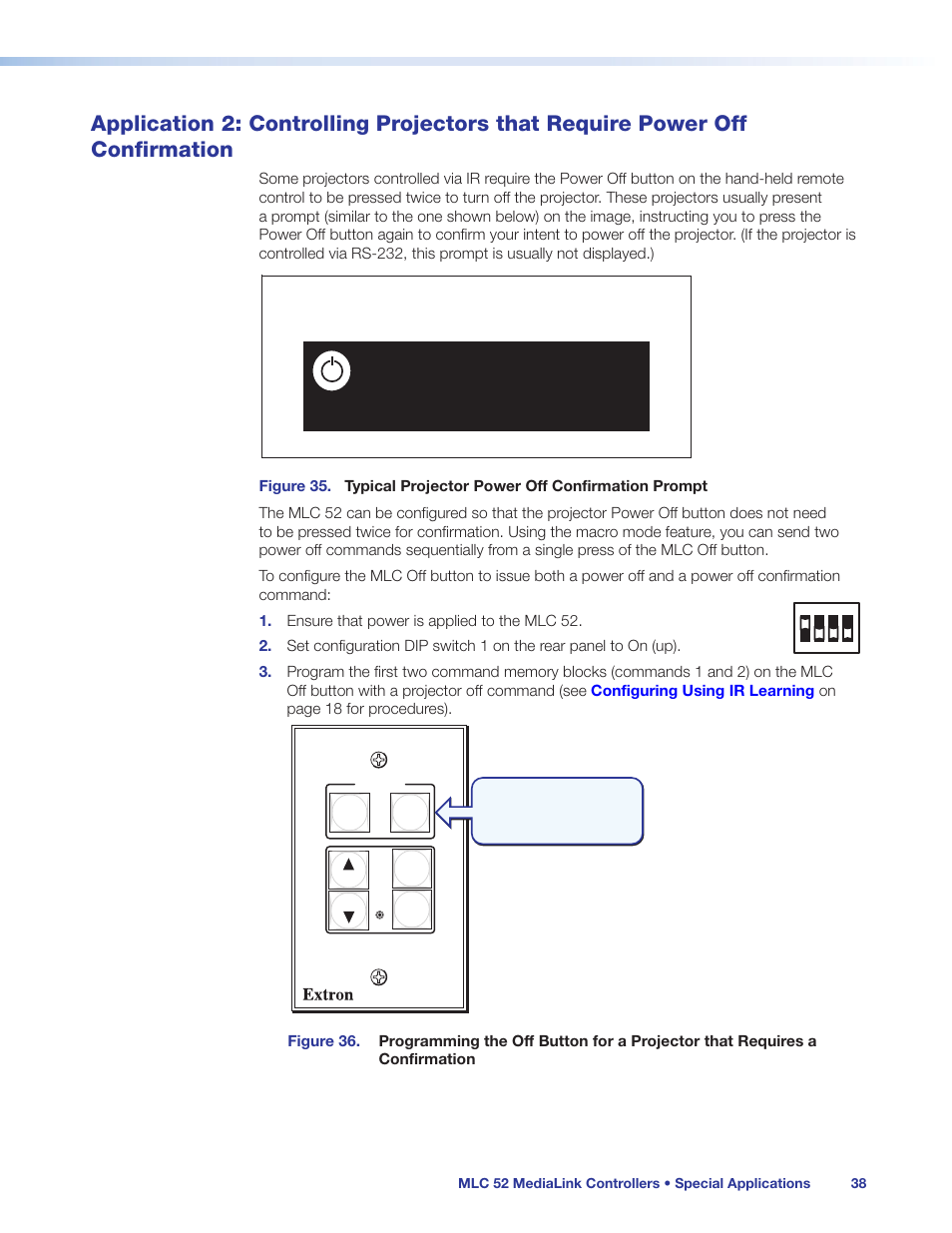 Application 2: controlling projectors that, Require power off confirmation | Extron Electronics MLC 52 Series User Guide User Manual | Page 44 / 74