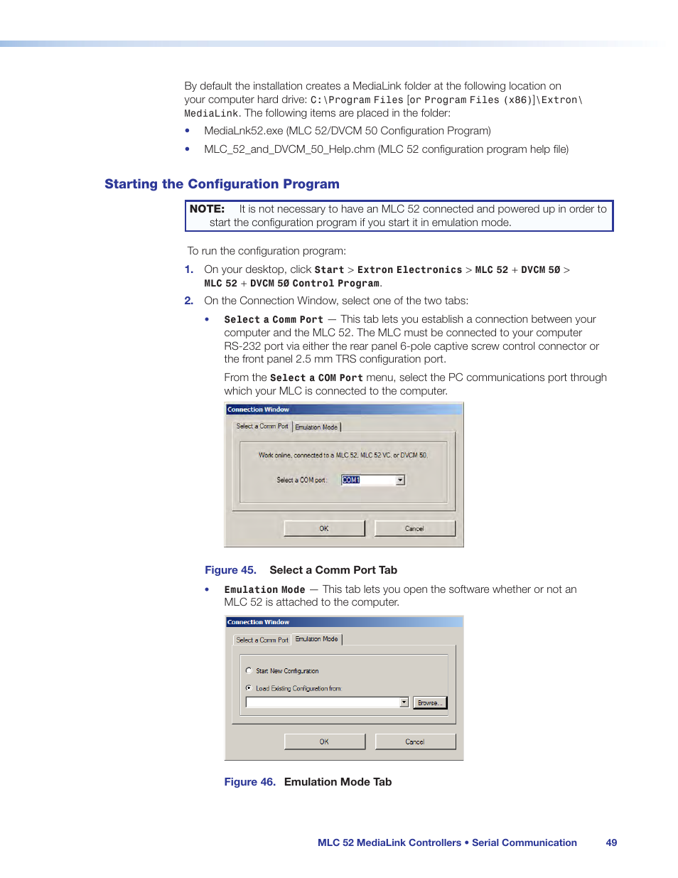 Starting the configuration program | Extron Electronics MLC 52 Series User Guide User Manual | Page 55 / 74