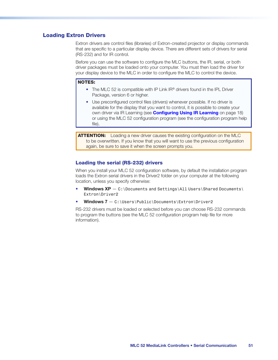 Loading extron drivers | Extron Electronics MLC 52 Series User Guide User Manual | Page 57 / 74