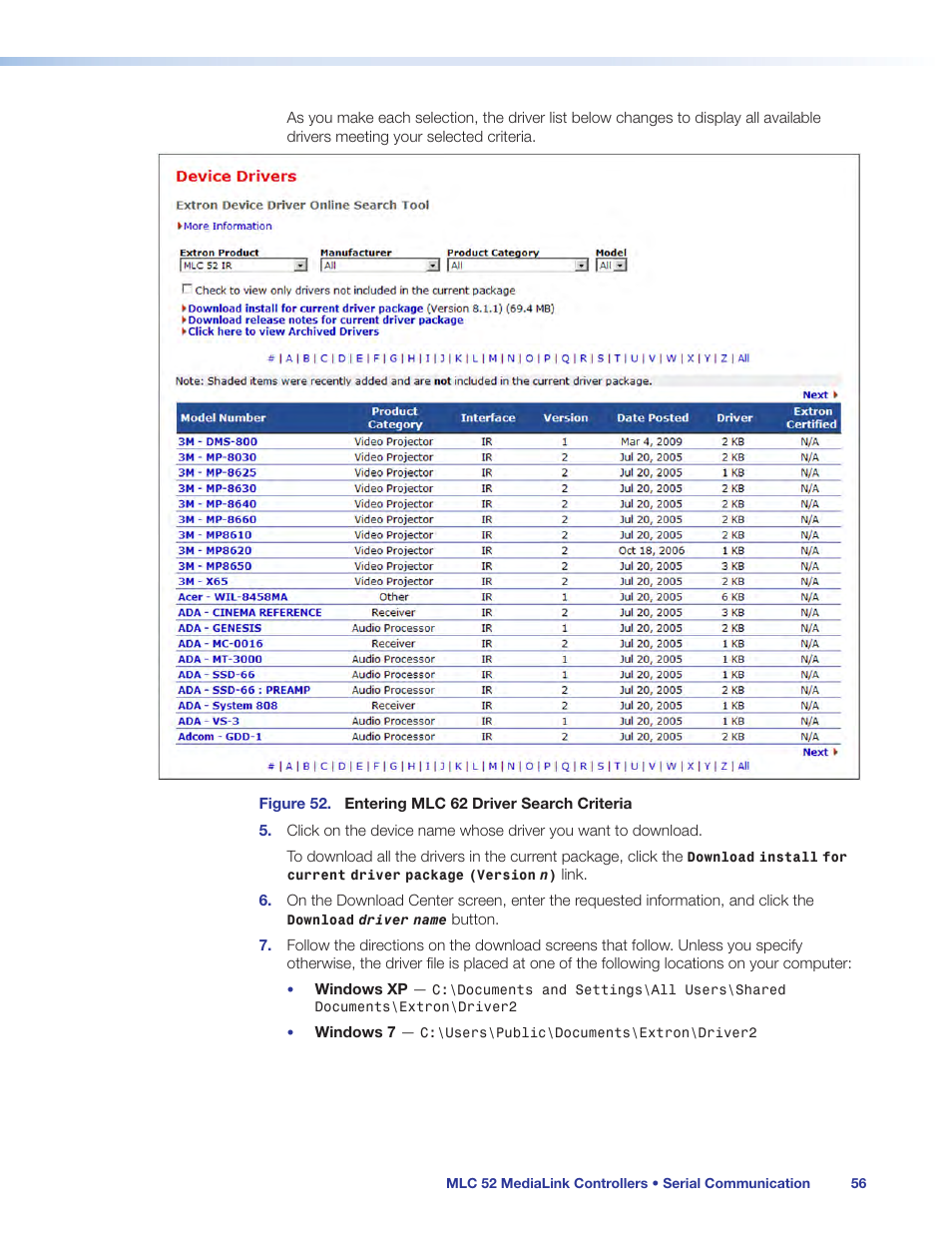 Extron Electronics MLC 52 Series User Guide User Manual | Page 62 / 74
