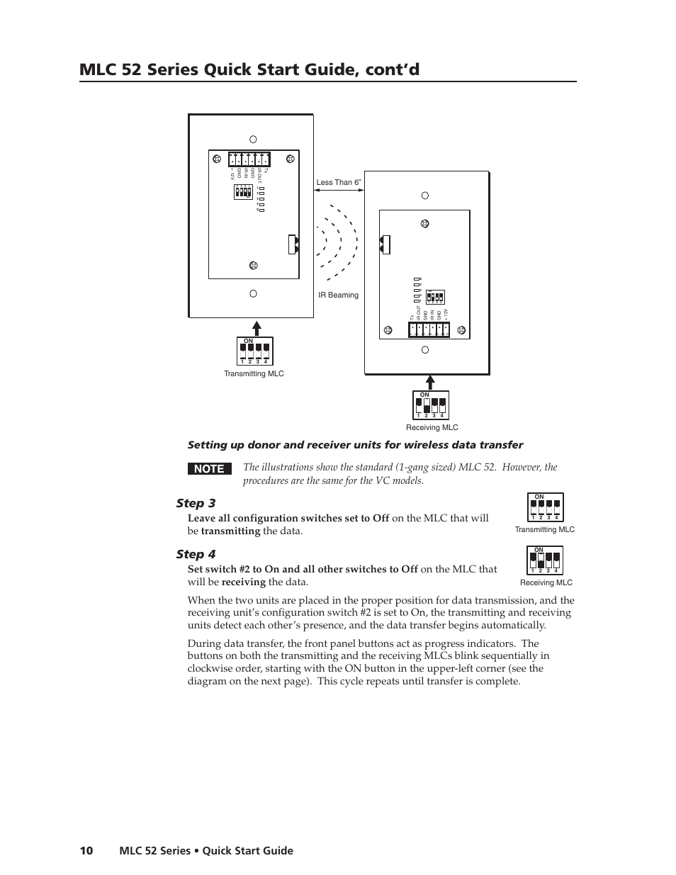 Mlc 52 series quick start guide, cont’d, Step 3, Step 4 | Mlc 52 series • quick start guide 10 | Extron Electronics MLC 52 Series Quick Start Guide User Manual | Page 12 / 16