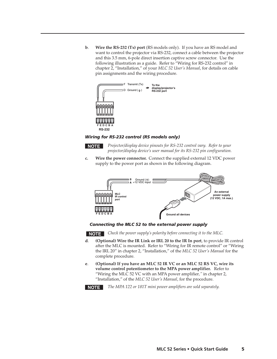 Extron Electronics MLC 52 Series Quick Start Guide User Manual | Page 7 / 16