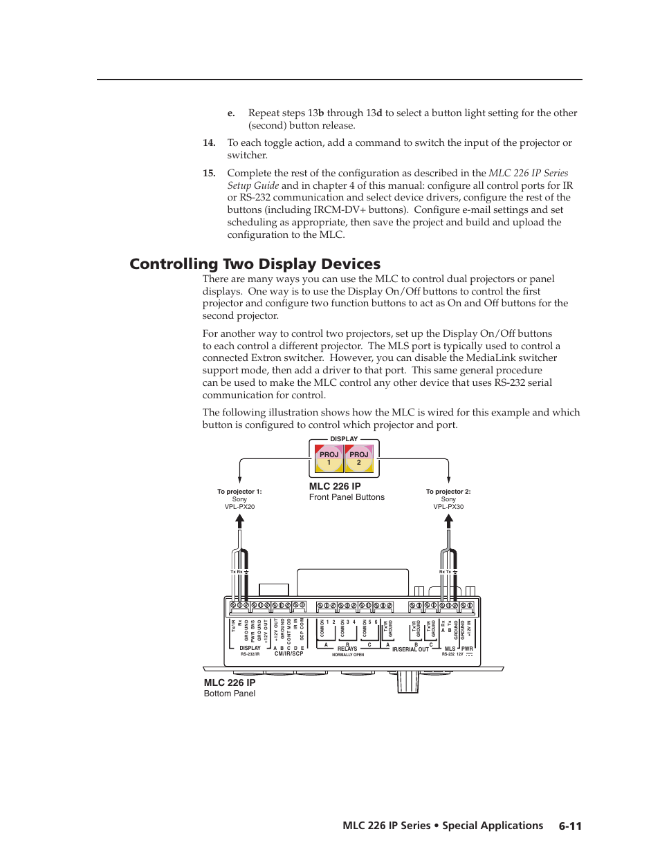 Controlling two display devices, Preliminar y, Mlc 226 ip | Extron Electronics MLC 226 IP Series Installation User Manual | Page 129 / 164