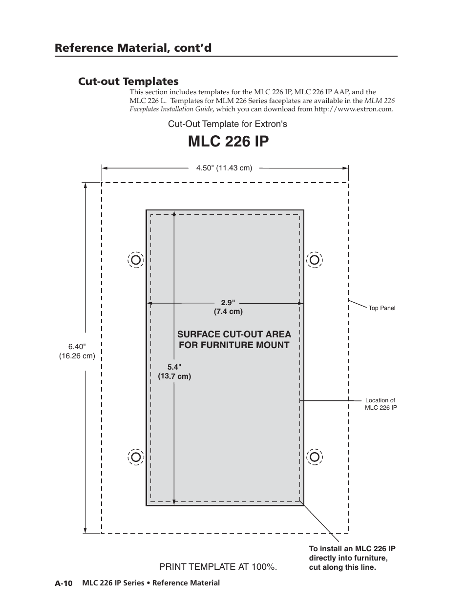 Cut-out templates, Mlc 226 ip, Preliminar y | Reference material, cont’d | Extron Electronics MLC 226 IP Series Installation User Manual | Page 146 / 164