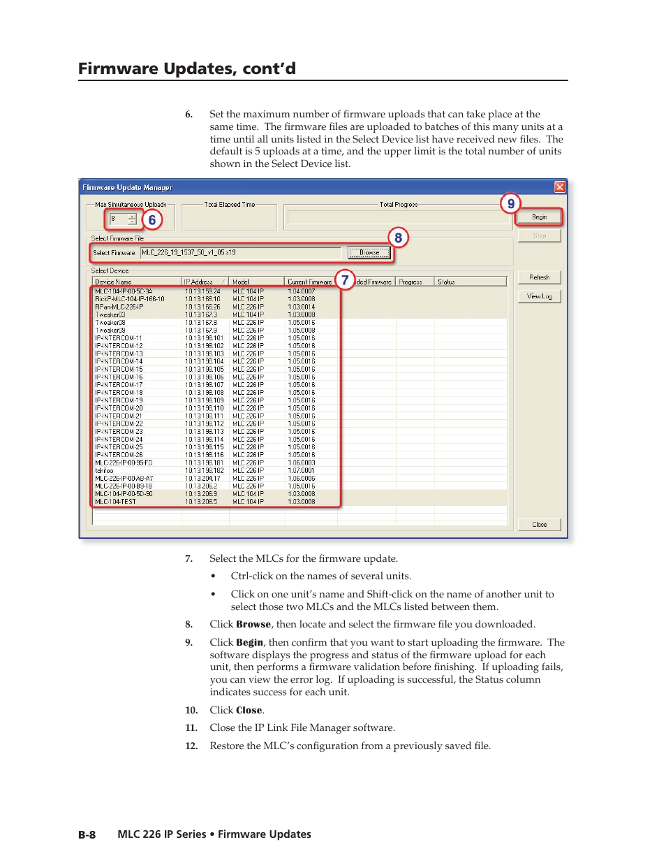 Preliminar y, Firmware updates, cont’d | Extron Electronics MLC 226 IP Series Installation User Manual | Page 156 / 164