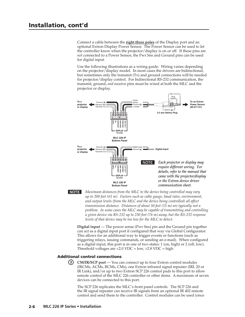 Additional control connections, Preliminar y, Installation, cont’d | Extron Electronics MLC 226 IP Series Installation User Manual | Page 16 / 164