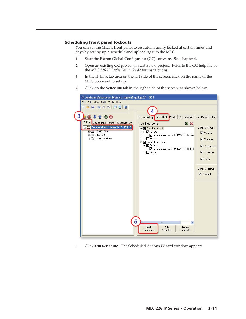 Scheduling front panel lockouts, Preliminar y | Extron Electronics MLC 226 IP Series Installation User Manual | Page 41 / 164