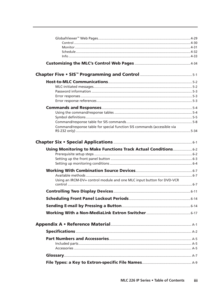 Preliminar y | Extron Electronics MLC 226 IP Series Installation User Manual | Page 5 / 164
