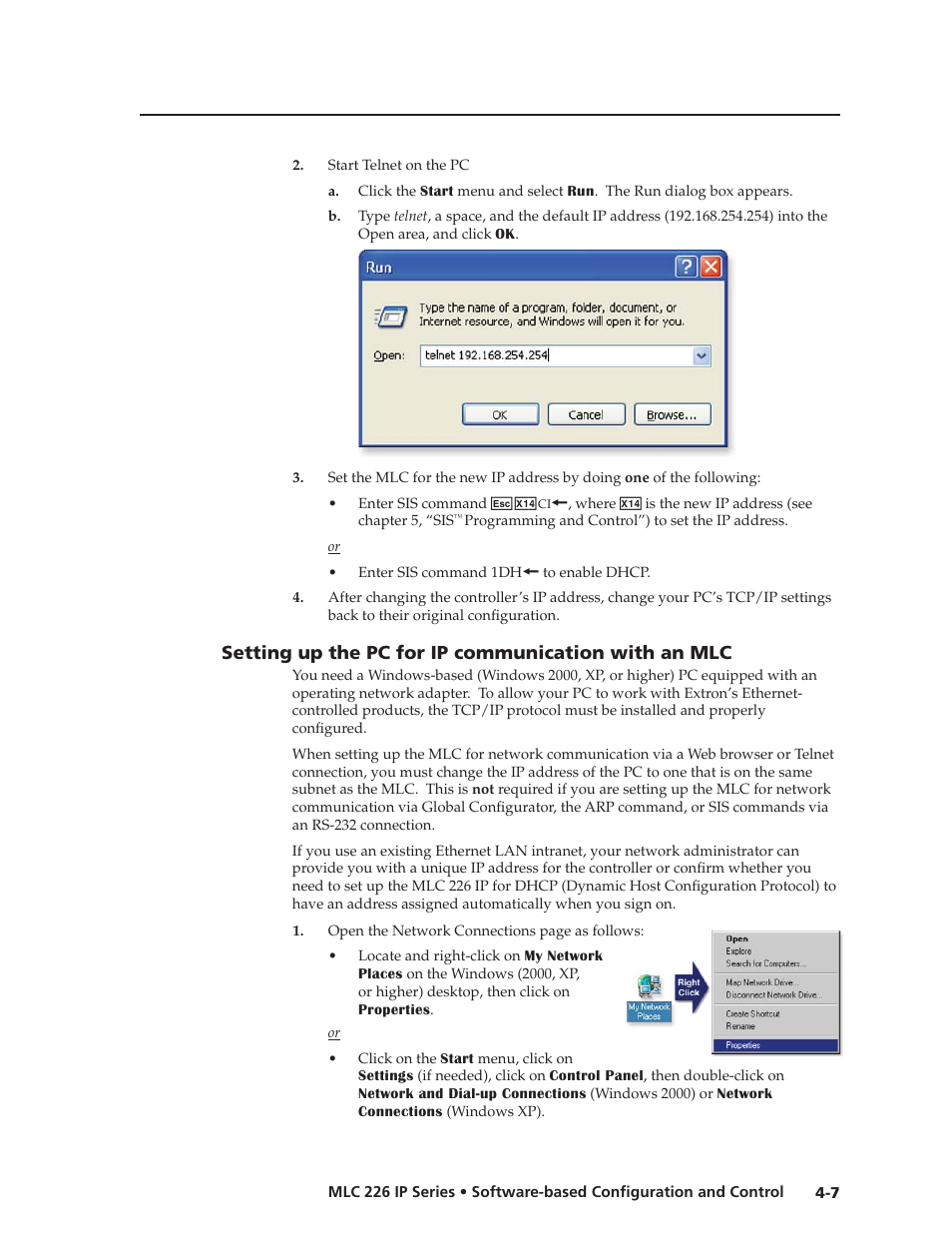 Setting up the pc for ip communication with an mlc, Preliminar y | Extron Electronics MLC 226 IP Series Installation User Manual | Page 51 / 164