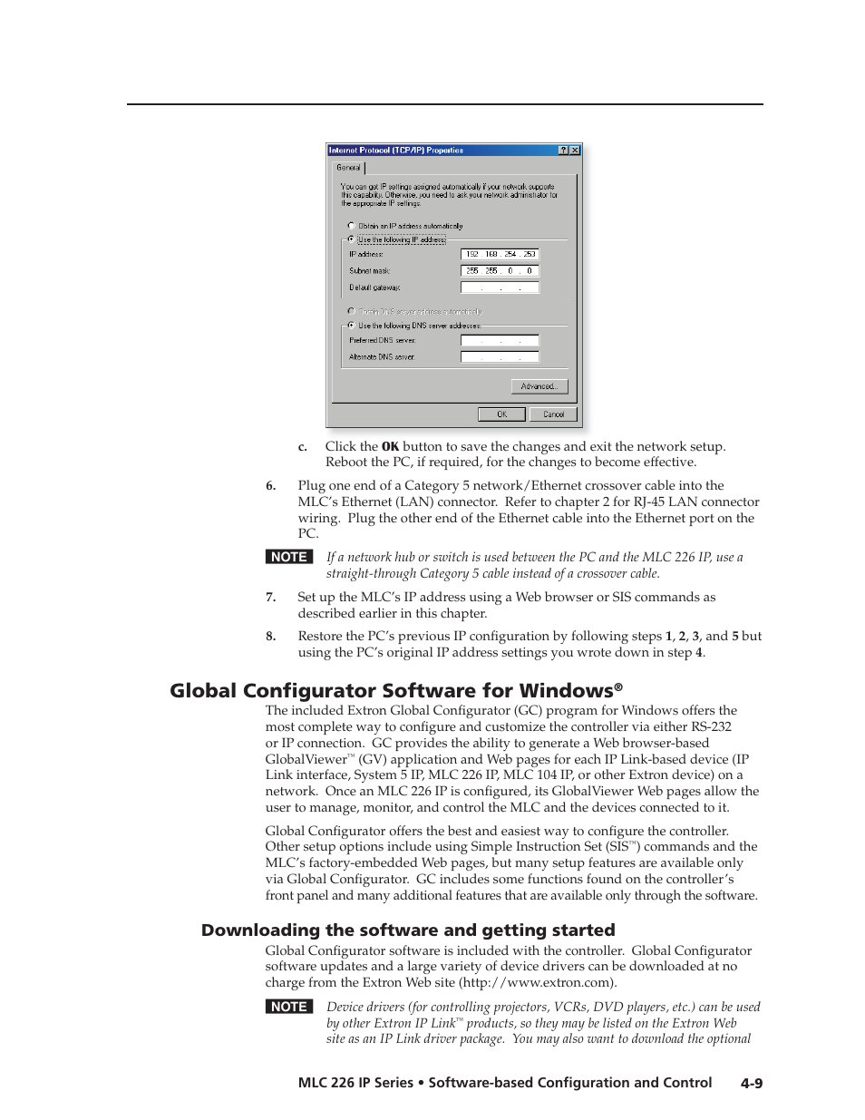 Global configurator software for windows, Downloading the software and getting started, Preliminar y | Global confi gurator software for windows | Extron Electronics MLC 226 IP Series Installation User Manual | Page 53 / 164