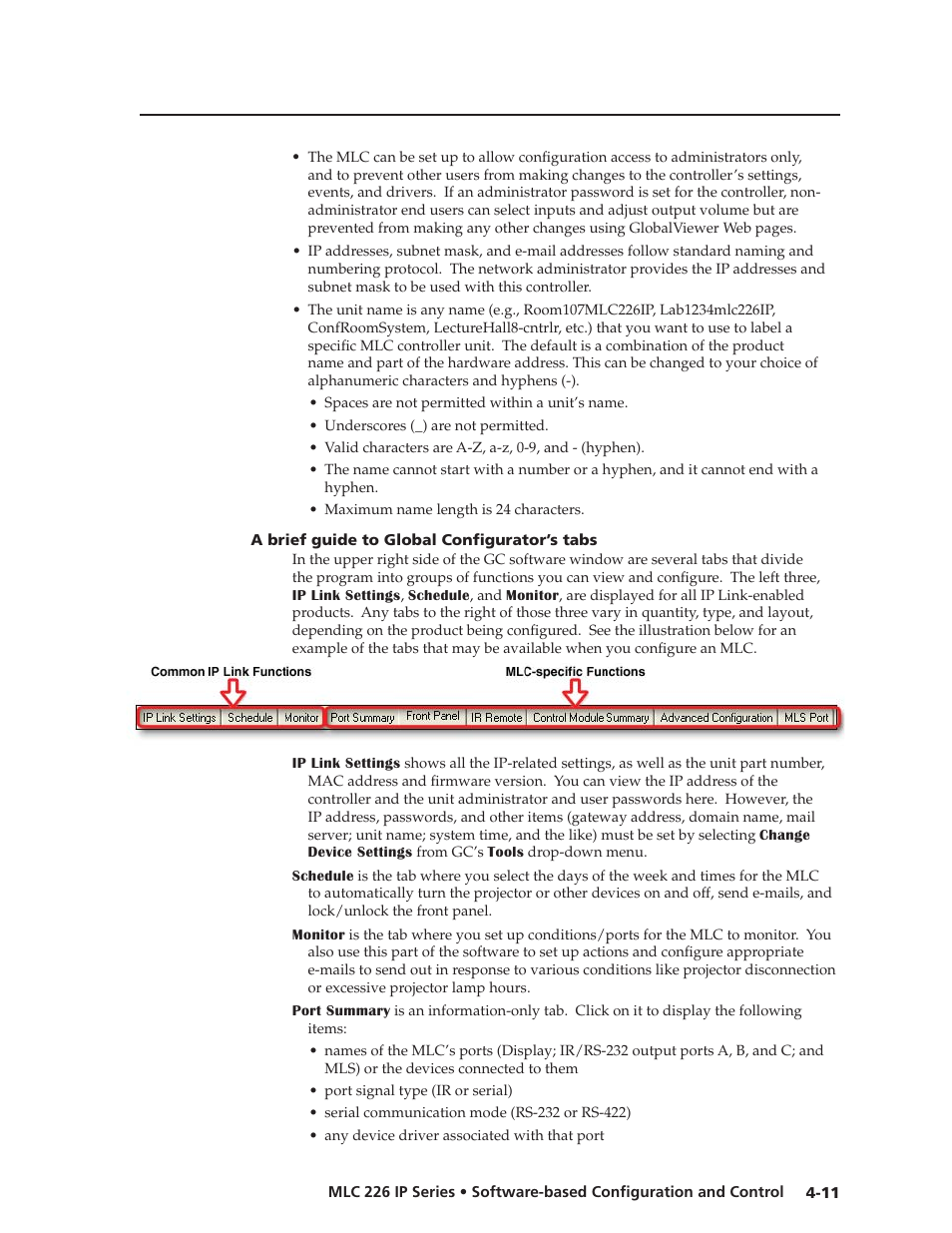 A brief guide to global configurator’s tabs, Preliminar y | Extron Electronics MLC 226 IP Series Installation User Manual | Page 55 / 164