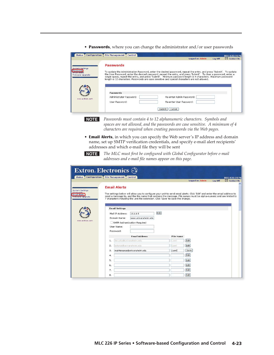 Preliminar y | Extron Electronics MLC 226 IP Series Installation User Manual | Page 67 / 164