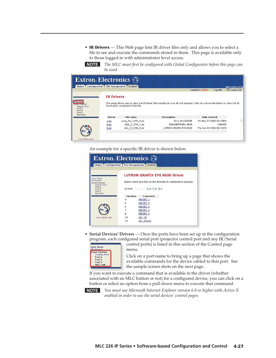 Preliminar y | Extron Electronics MLC 226 IP Series Installation User Manual | Page 71 / 164