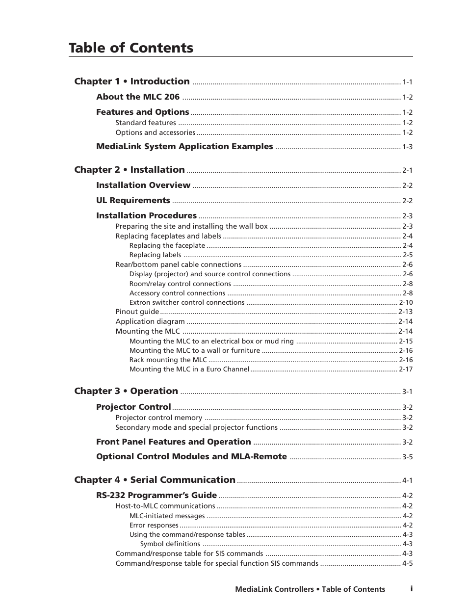 Extron Electronics MLC 206 AAP EC User Guide User Manual | Page 3 / 72