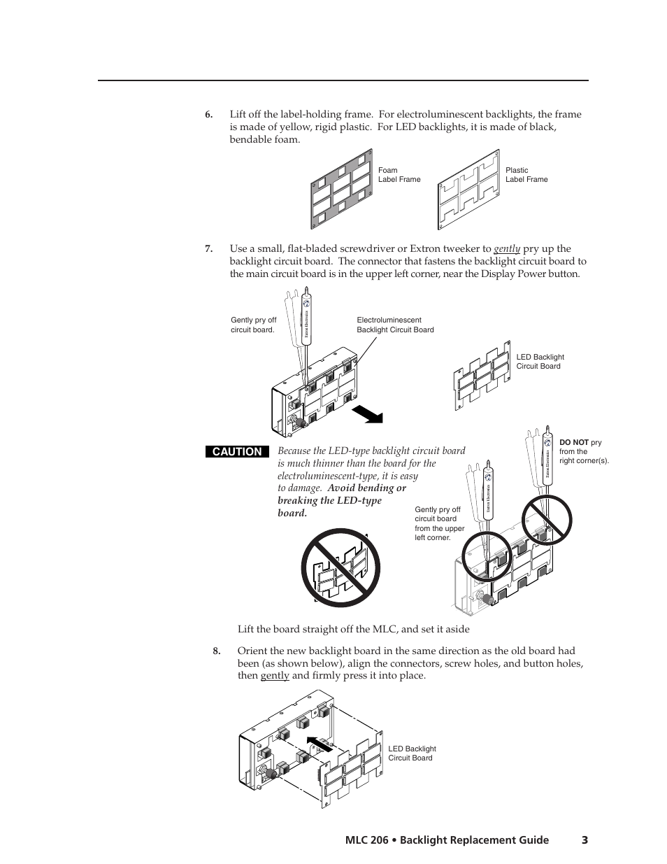Extron Electronics MLC 206 Backlight Replacement Guide User Manual | Page 3 / 4
