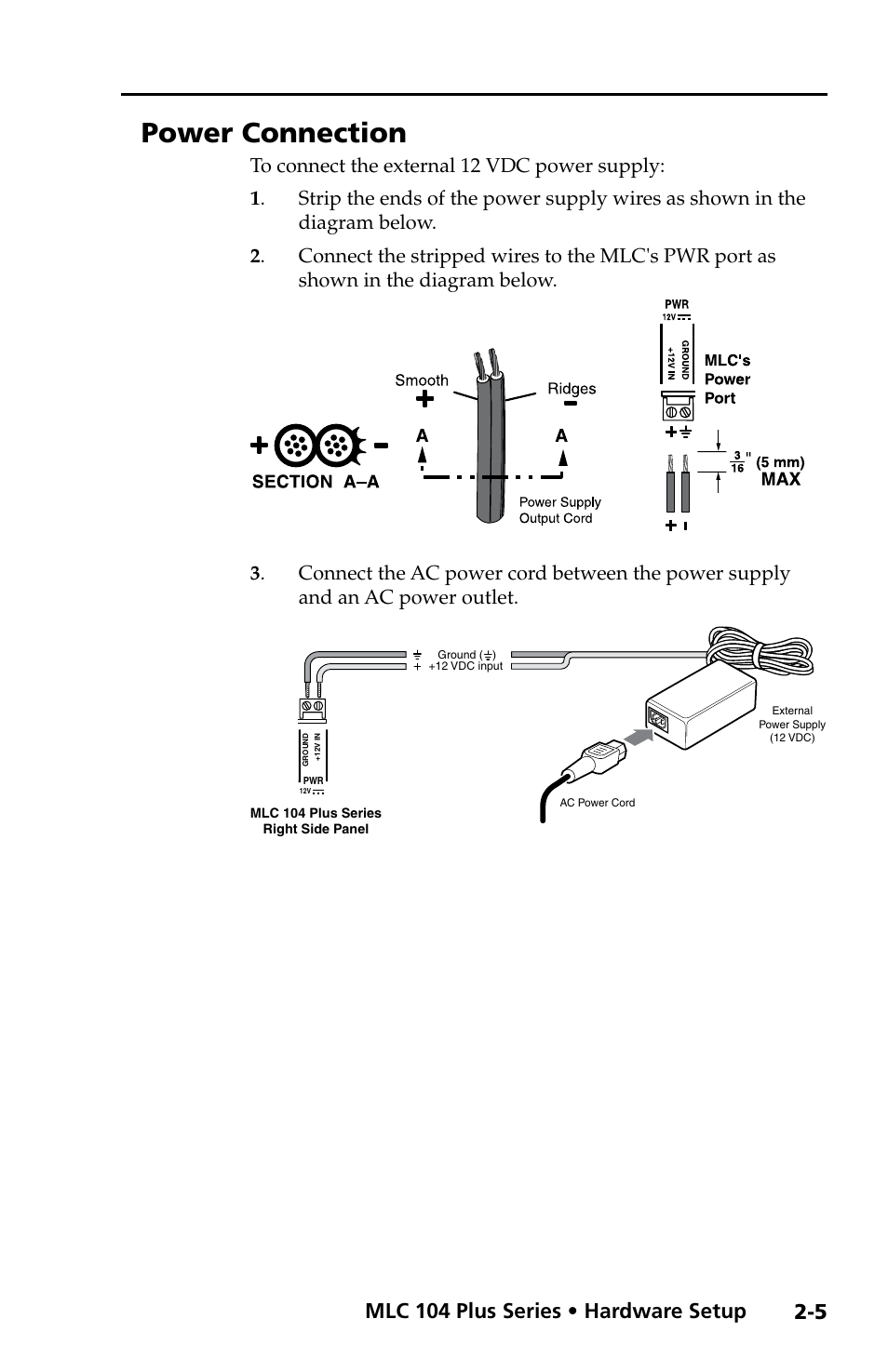 Power connection, Mlc 104 plus series • hardware setup | Extron Electronics MLC 104 Plus Series Setup Guide User Manual | Page 17 / 60