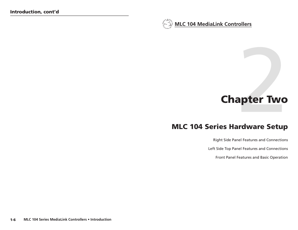 Chapter two, Mlc 104 hardware setup, Mlc 104 seres hardware setup | Extron Electronics MLC 104 IP Series Setup Guide User Manual | Page 8 / 23