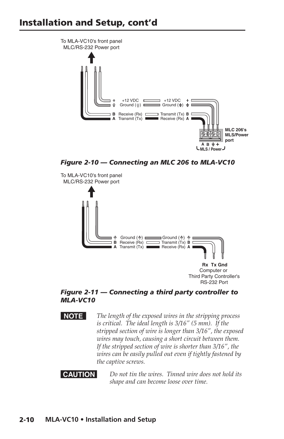 Installation and setup, cont’d, Mla-vc10 • installation and setup | Extron Electronics MLA-VC10 User Manual | Page 22 / 52