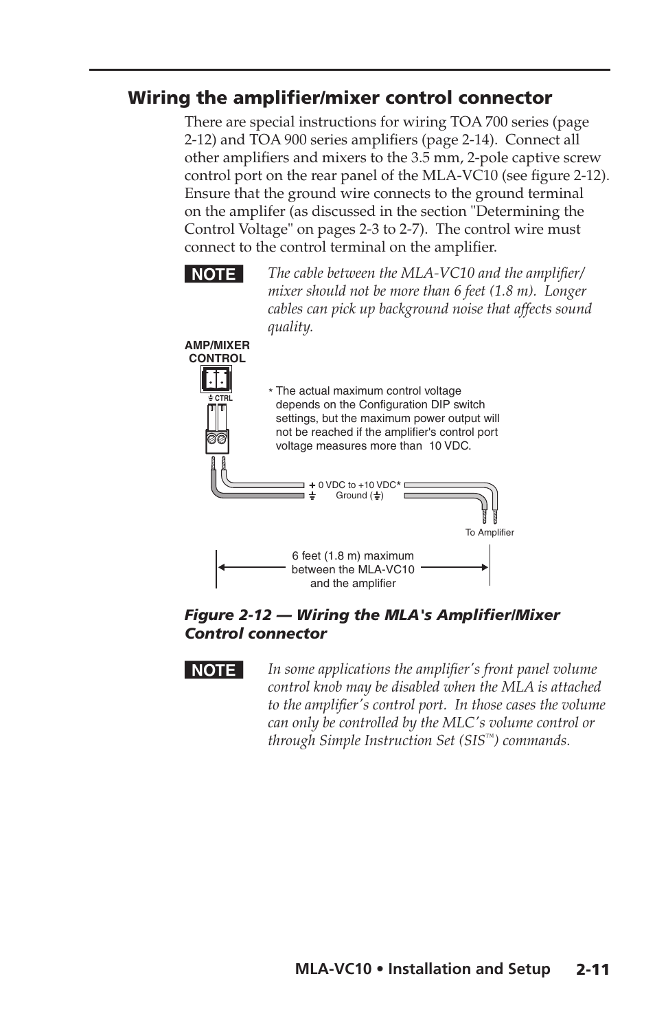 Wiring the amplifier/mixer control connector, Wiring the amplifier/mixer control connector -11 | Extron Electronics MLA-VC10 User Manual | Page 23 / 52