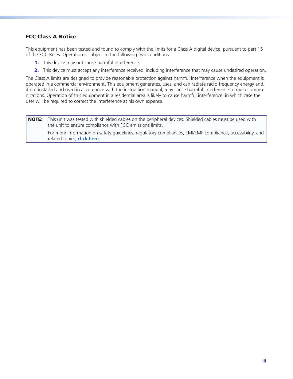 Fcc notice | Extron Electronics MTP U T A D User Guide User Manual | Page 3 / 24