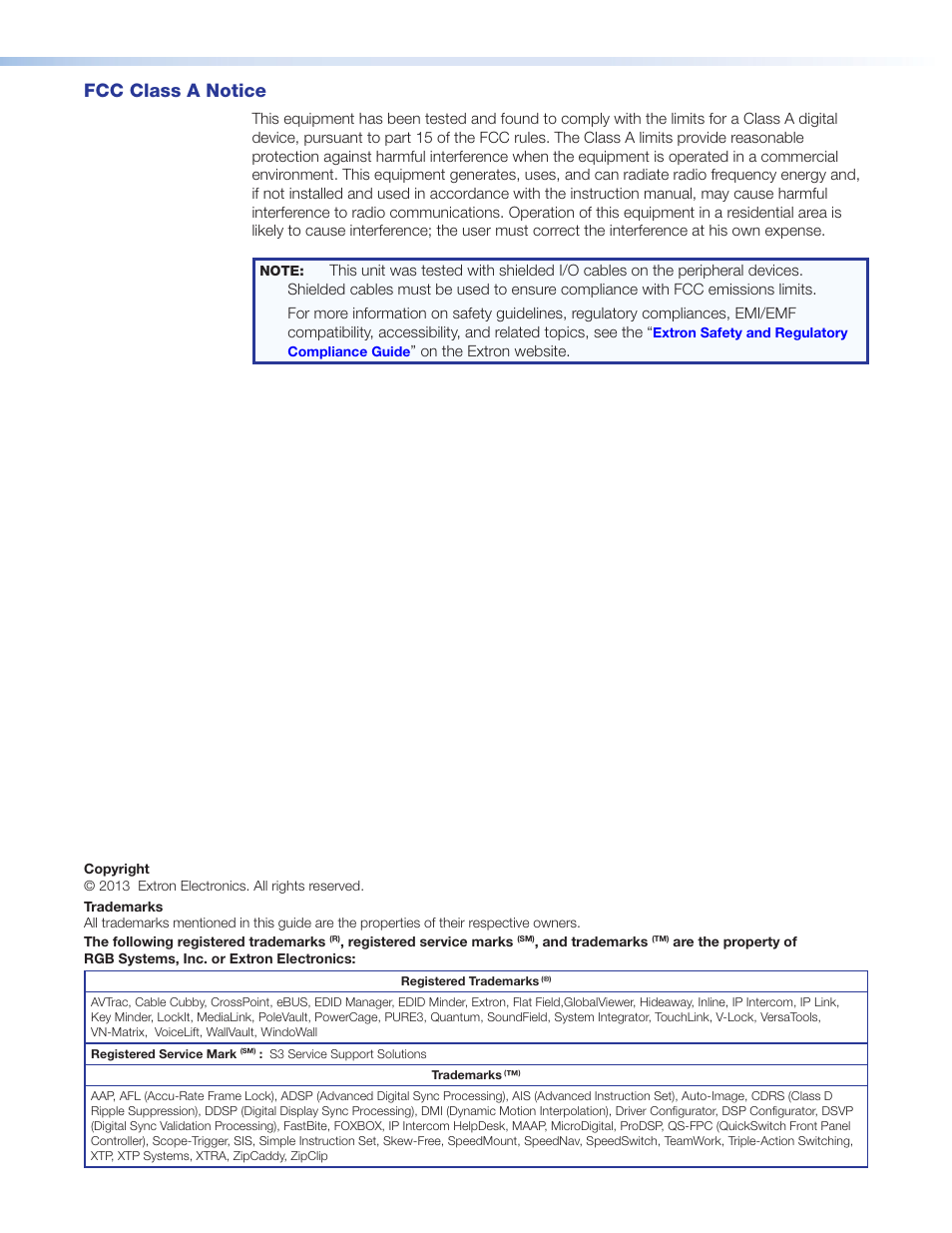 Fcc class a notice | Extron Electronics MTP T 15HD A User Guide User Manual | Page 3 / 22