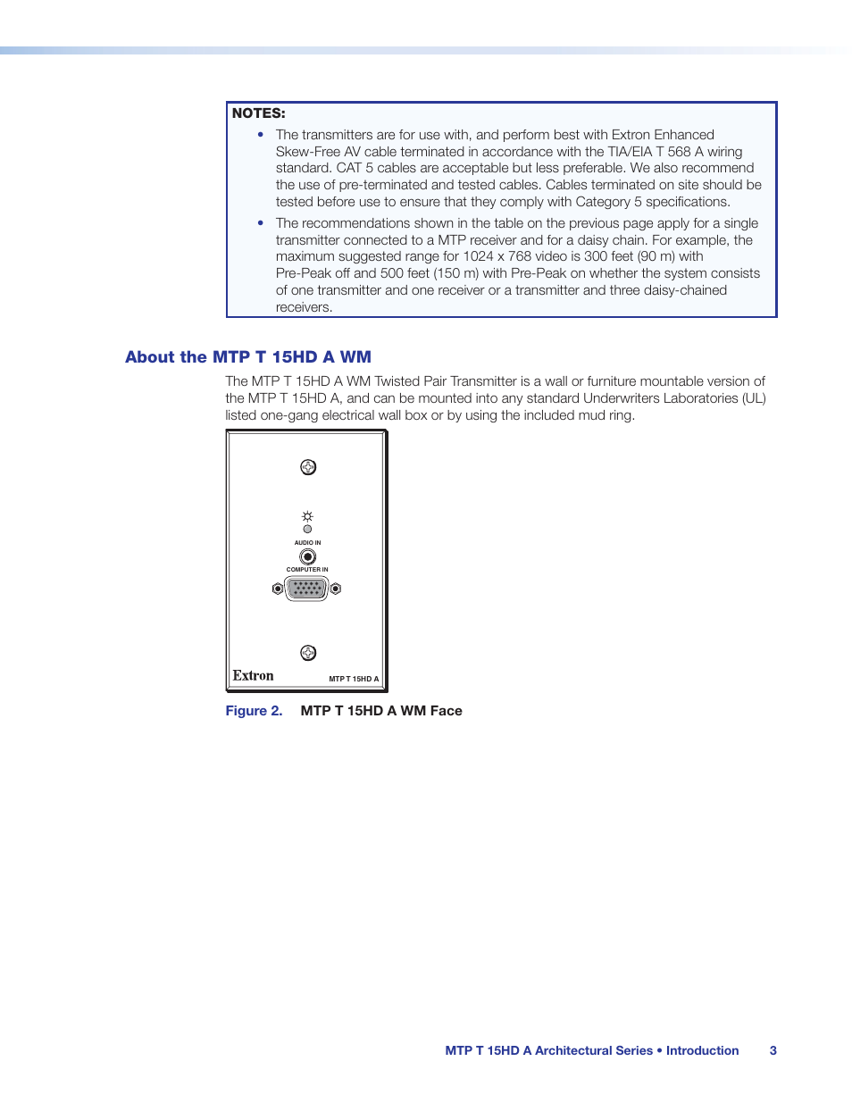 About the mtp t 15hd a wm | Extron Electronics MTP T 15HD A User Guide User Manual | Page 9 / 22