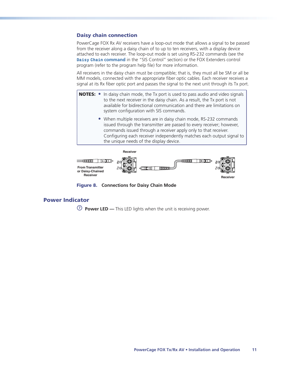 Power indicator | Extron Electronics PowerCage FOX Tx_Rx AV User Guide User Manual | Page 17 / 48