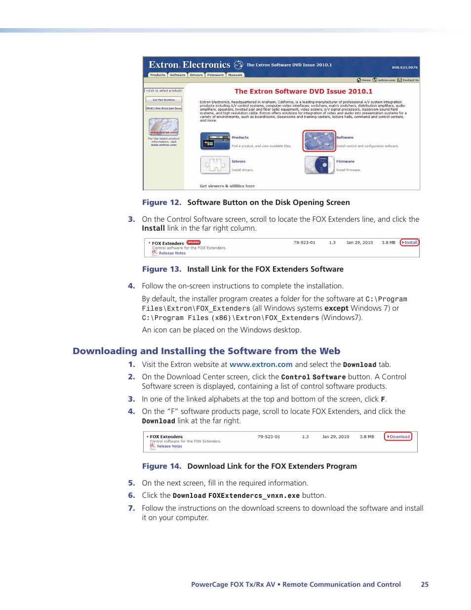 Downloading and installing the software, From the web | Extron Electronics PowerCage FOX Tx_Rx AV User Guide User Manual | Page 31 / 48
