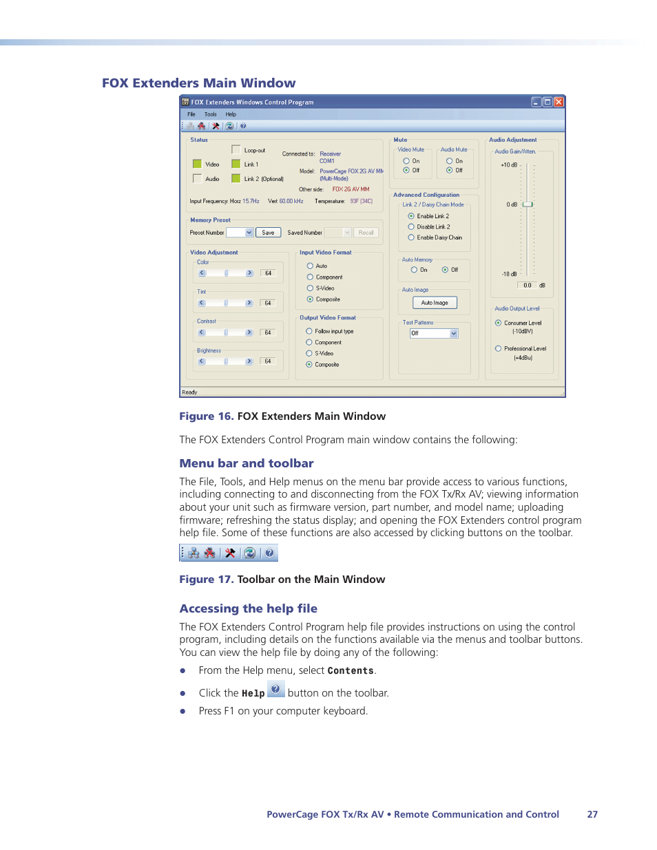 Fox extenders main window | Extron Electronics PowerCage FOX Tx_Rx AV User Guide User Manual | Page 33 / 48