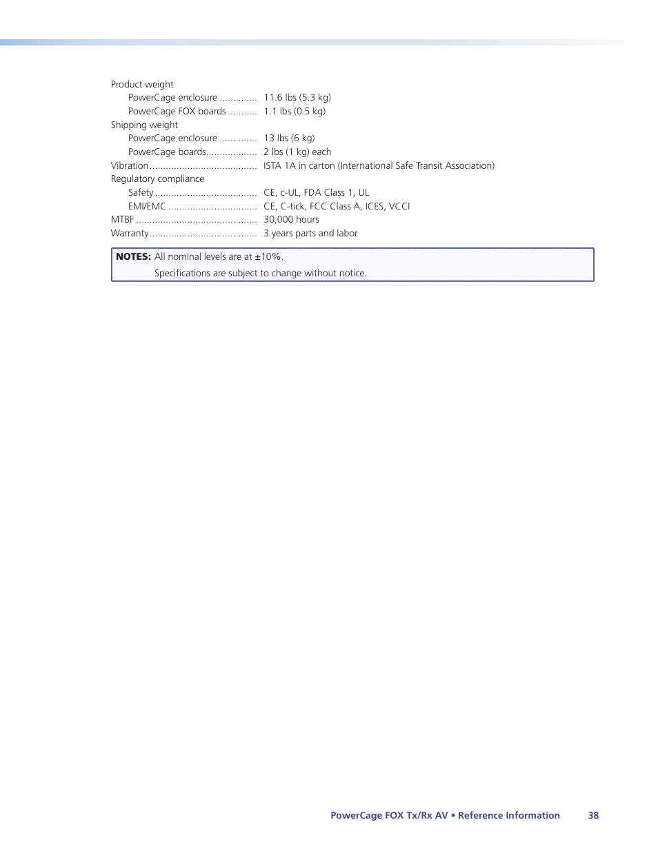 Extron Electronics PowerCage FOX Tx_Rx AV User Guide User Manual | Page 44 / 48