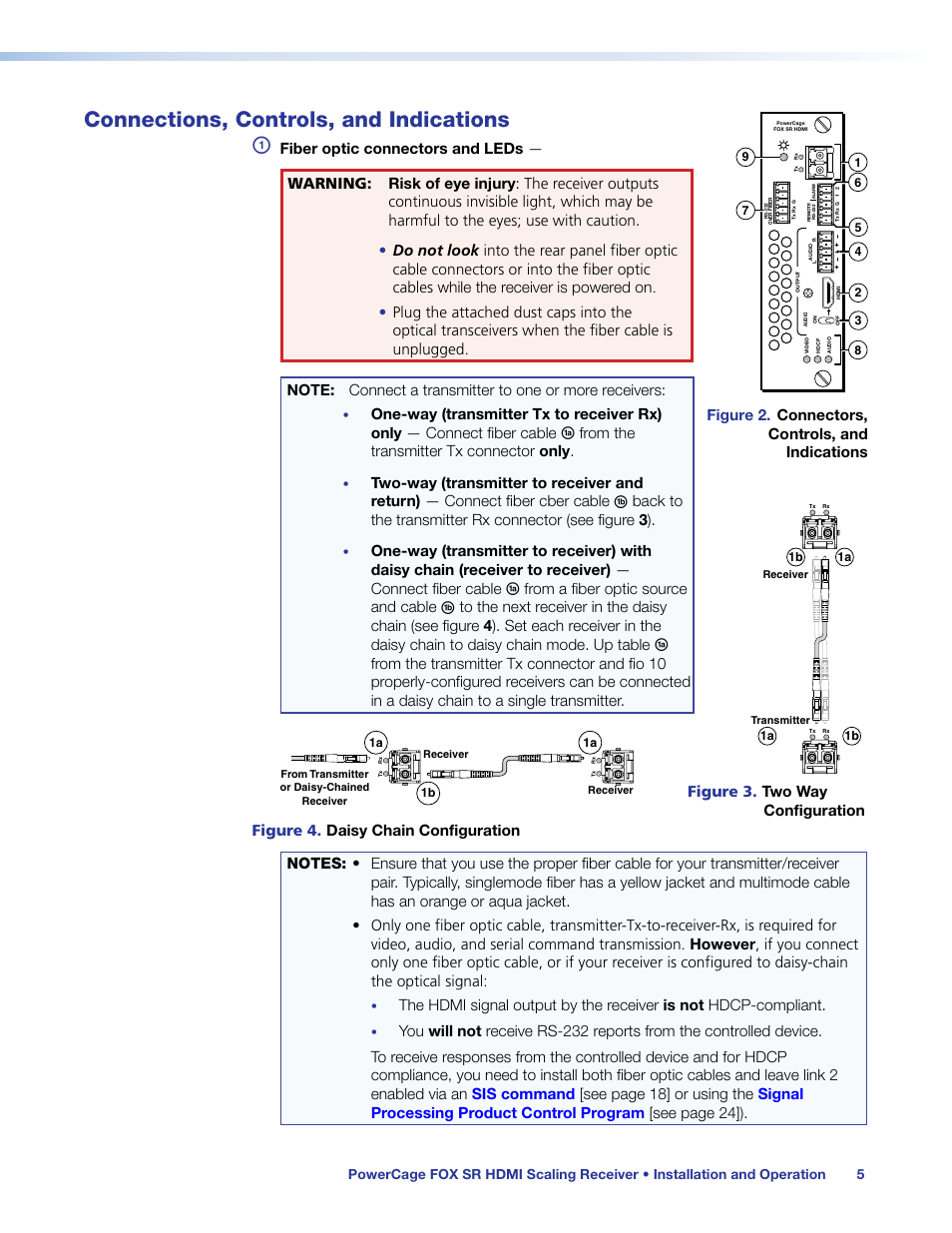 Connections, controls, and indications | Extron Electronics PowerCage FOX SR HDMI User Guide User Manual | Page 11 / 38