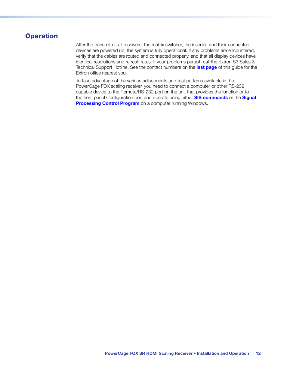 Operation | Extron Electronics PowerCage FOX SR HDMI User Guide User Manual | Page 18 / 38