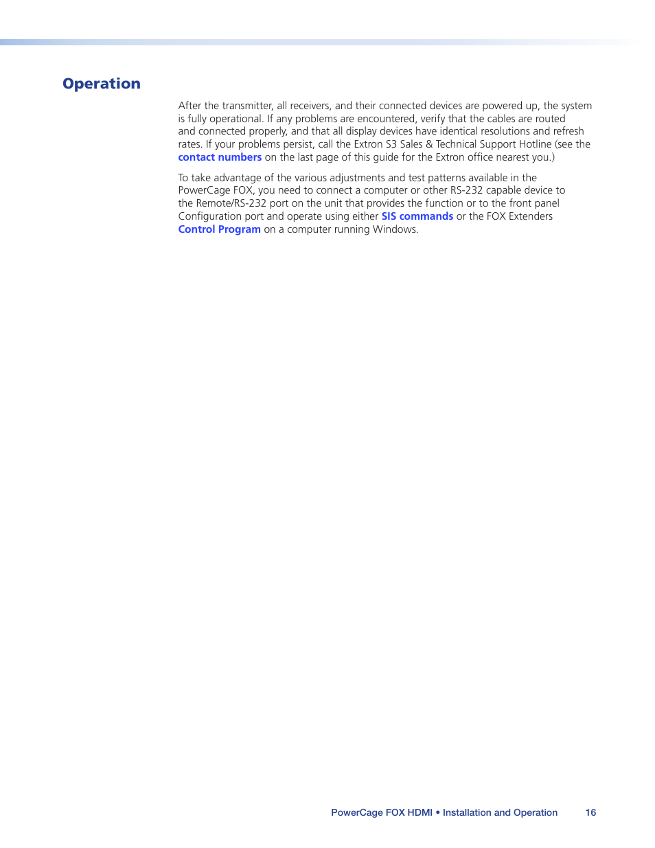 Operation | Extron Electronics PowerCage FOX Tx_Rx HDMI User Guide User Manual | Page 22 / 49