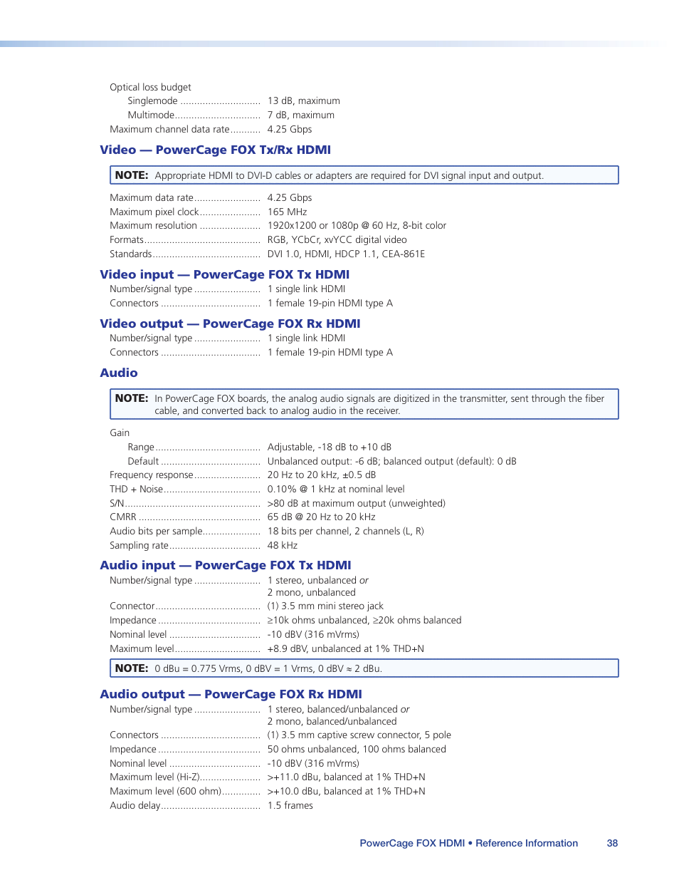 Extron Electronics PowerCage FOX Tx_Rx HDMI User Guide User Manual | Page 44 / 49