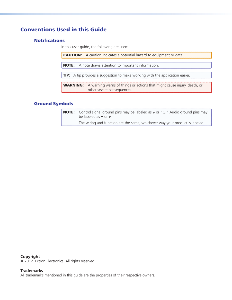 Conventions used in this guide | Extron Electronics PowerCage FOX AEX 104 User Guide User Manual | Page 4 / 19