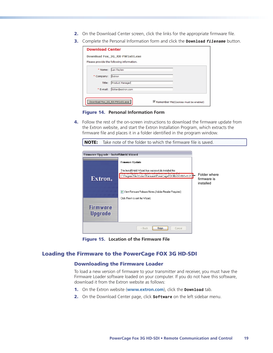 Loading the firmware to the powercage, Fox 3g hd-sdi | Extron Electronics PowerCage FOX 3G HD-SDI User Guide User Manual | Page 25 / 35