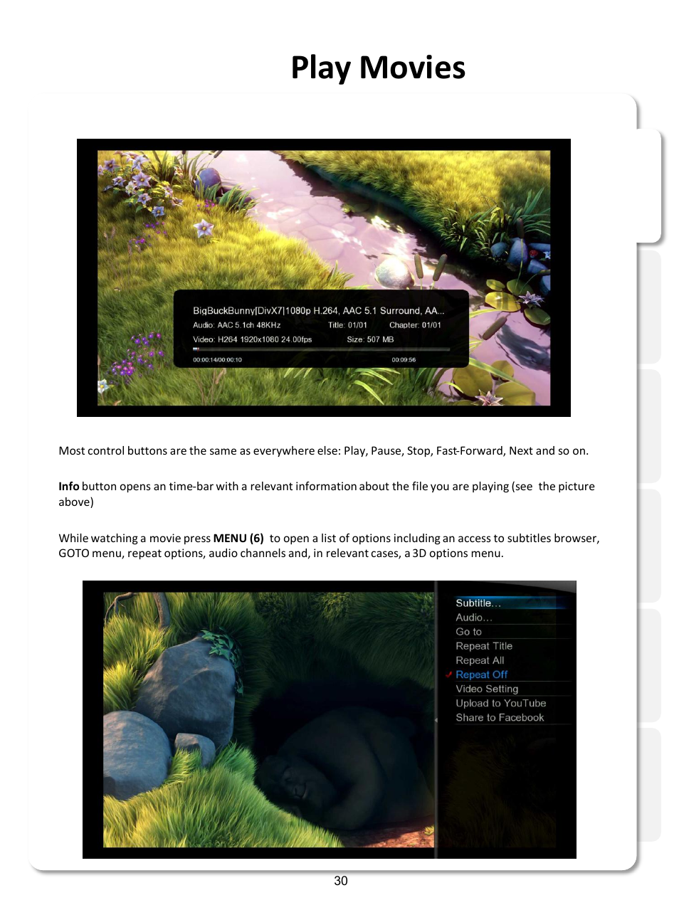 Play movies | Xtreamer SideWinder3 User Manual | Page 30 / 91