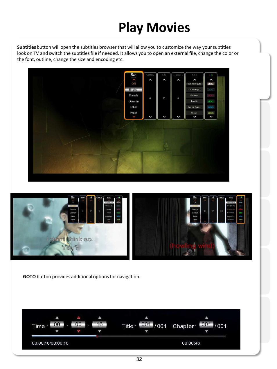 Play movies | Xtreamer SideWinder3 User Manual | Page 32 / 91