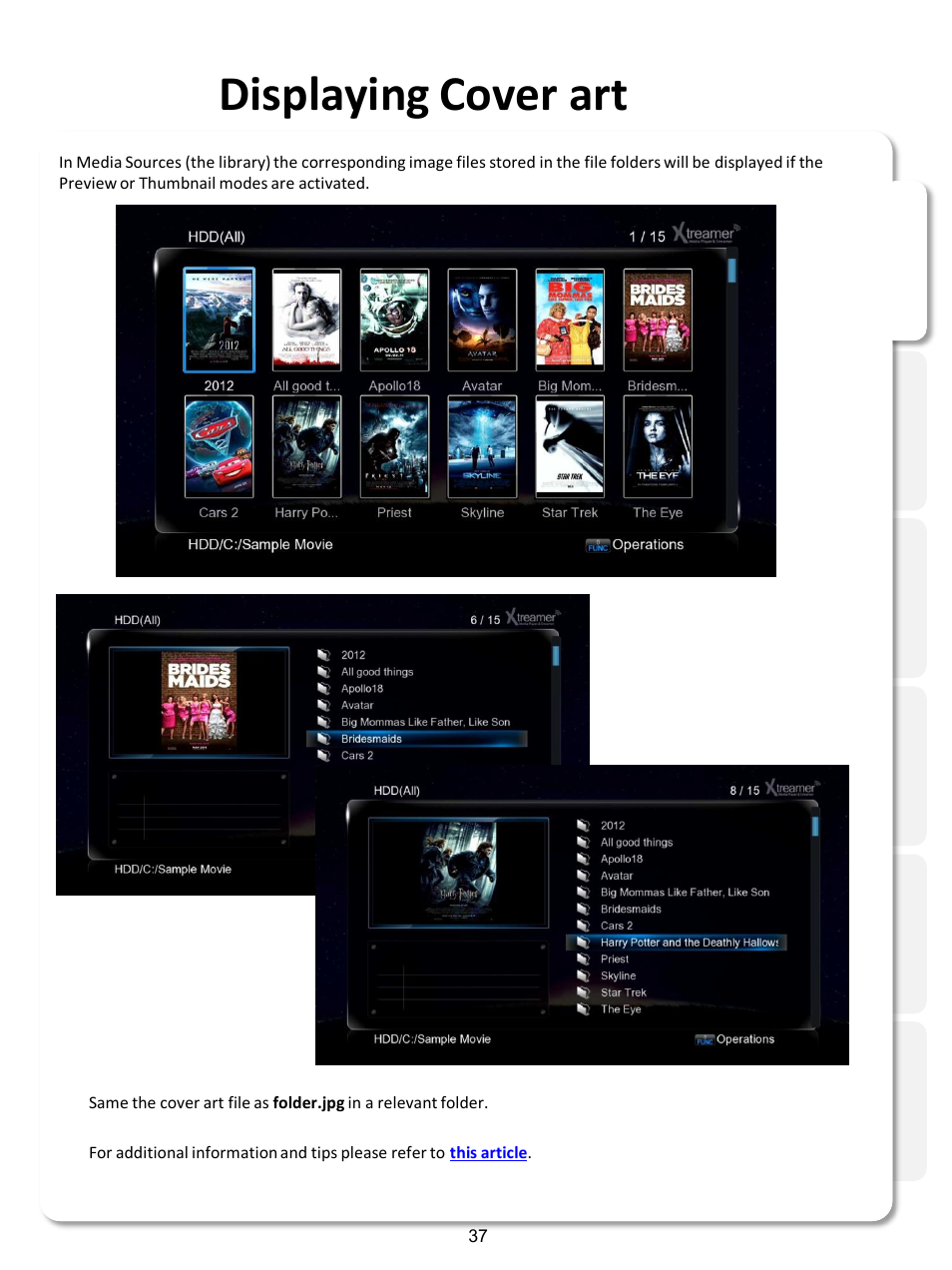 Displaying cover art | Xtreamer SideWinder3 User Manual | Page 37 / 91