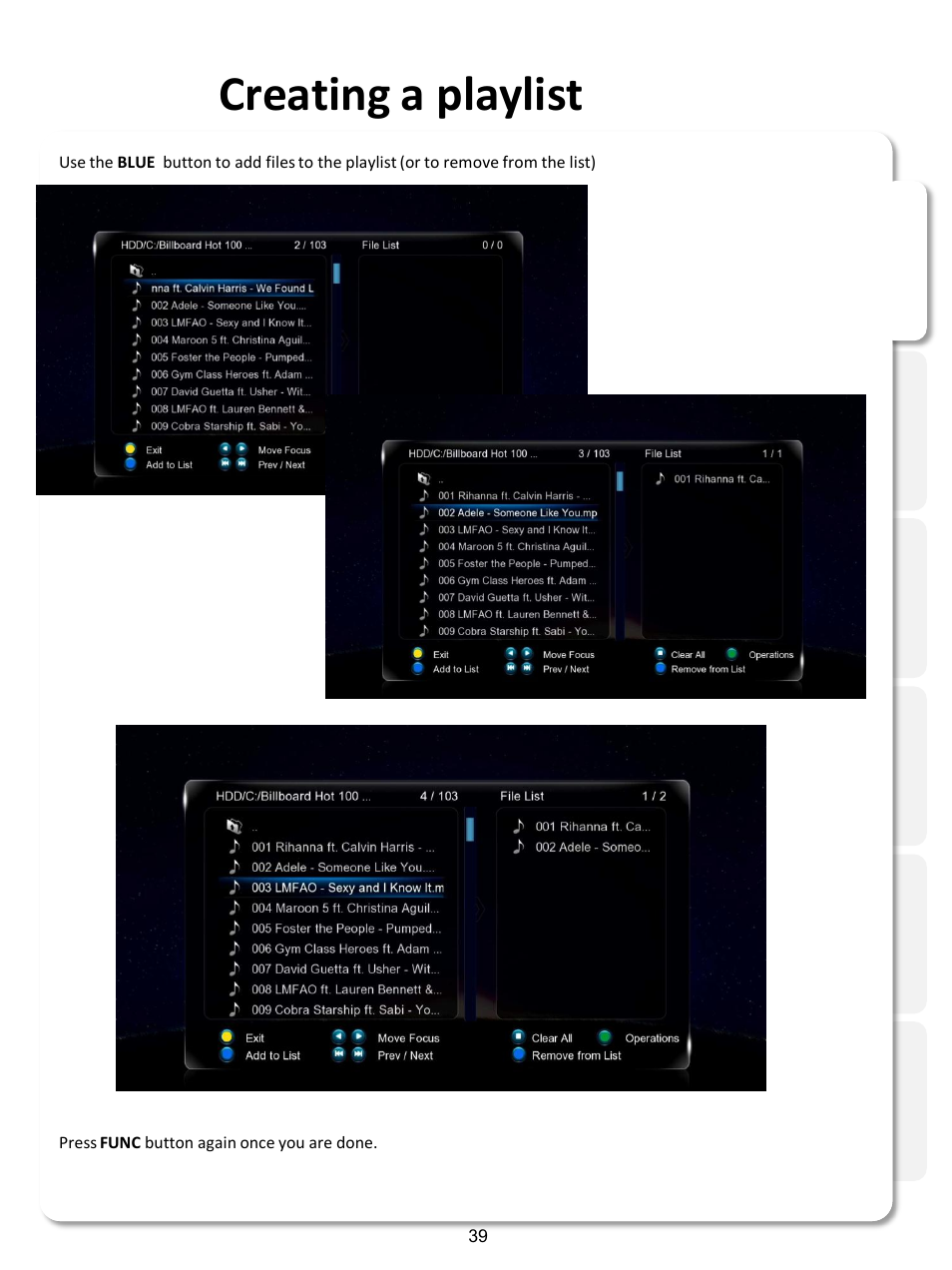 Creating a playlist | Xtreamer SideWinder3 User Manual | Page 39 / 91
