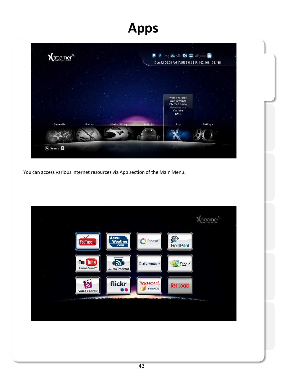 Apps | Xtreamer SideWinder3 User Manual | Page 43 / 91