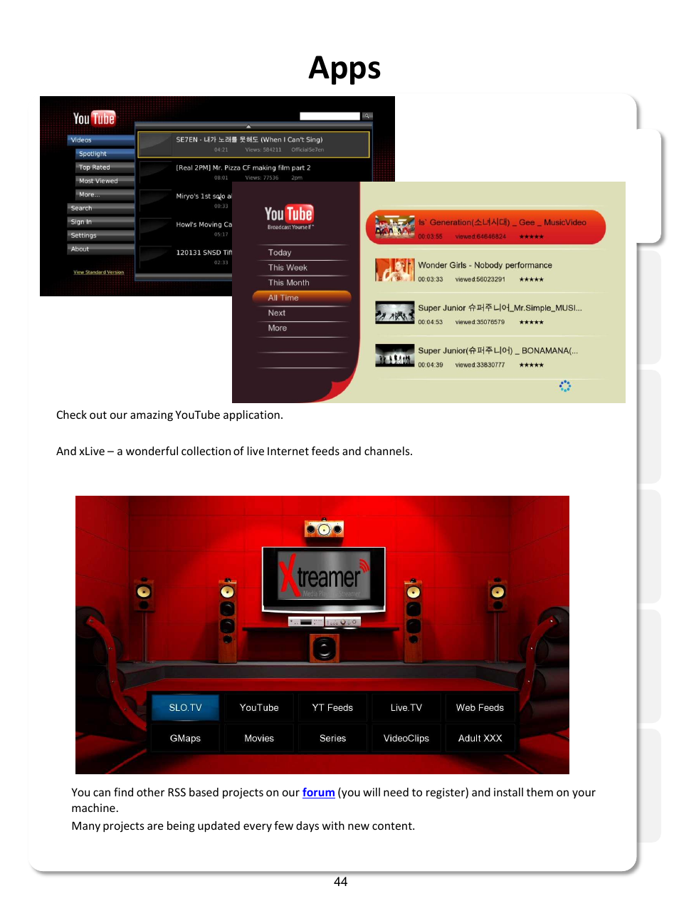 Apps | Xtreamer SideWinder3 User Manual | Page 44 / 91