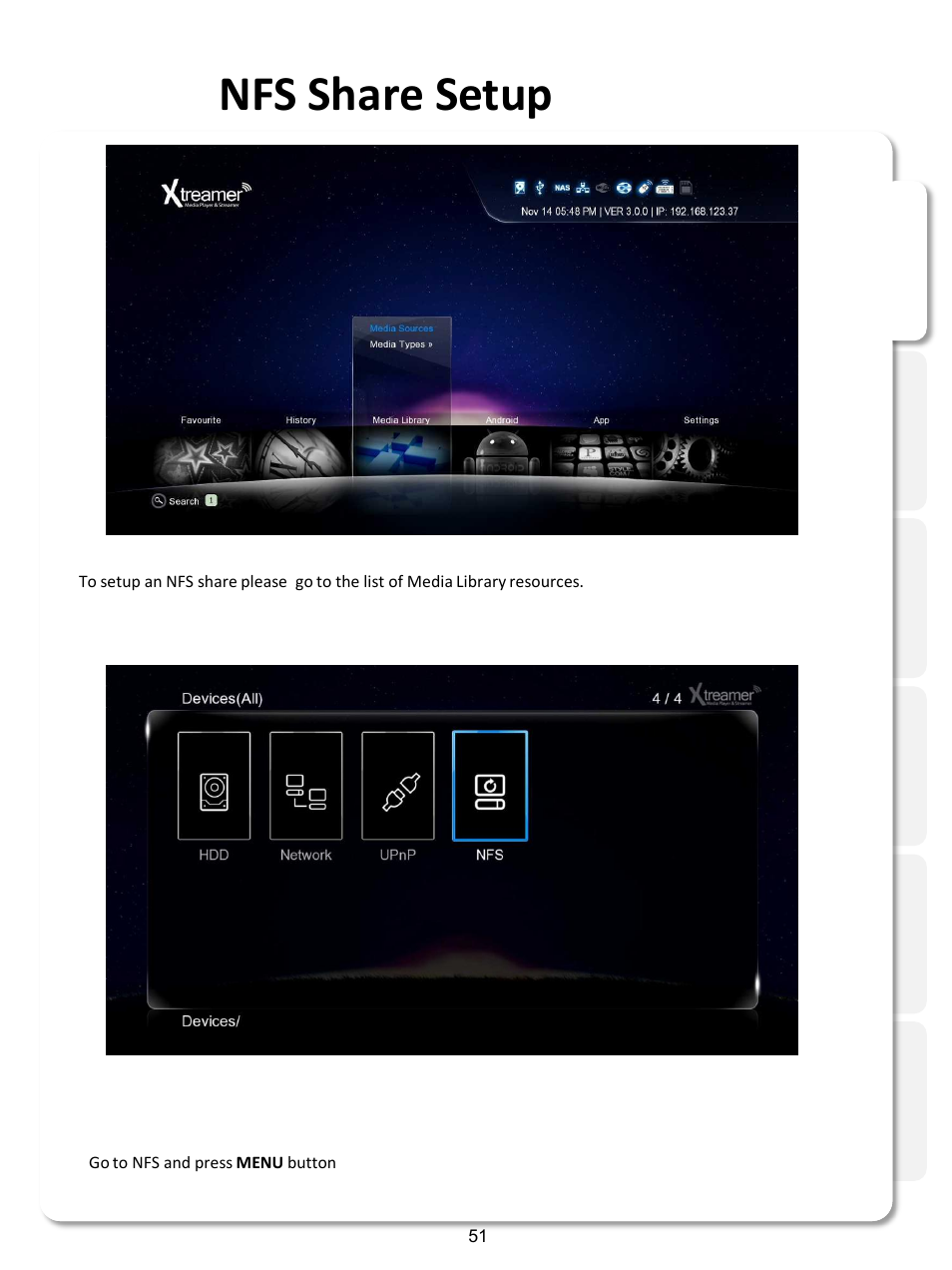 Nfs share setup | Xtreamer SideWinder3 User Manual | Page 51 / 91