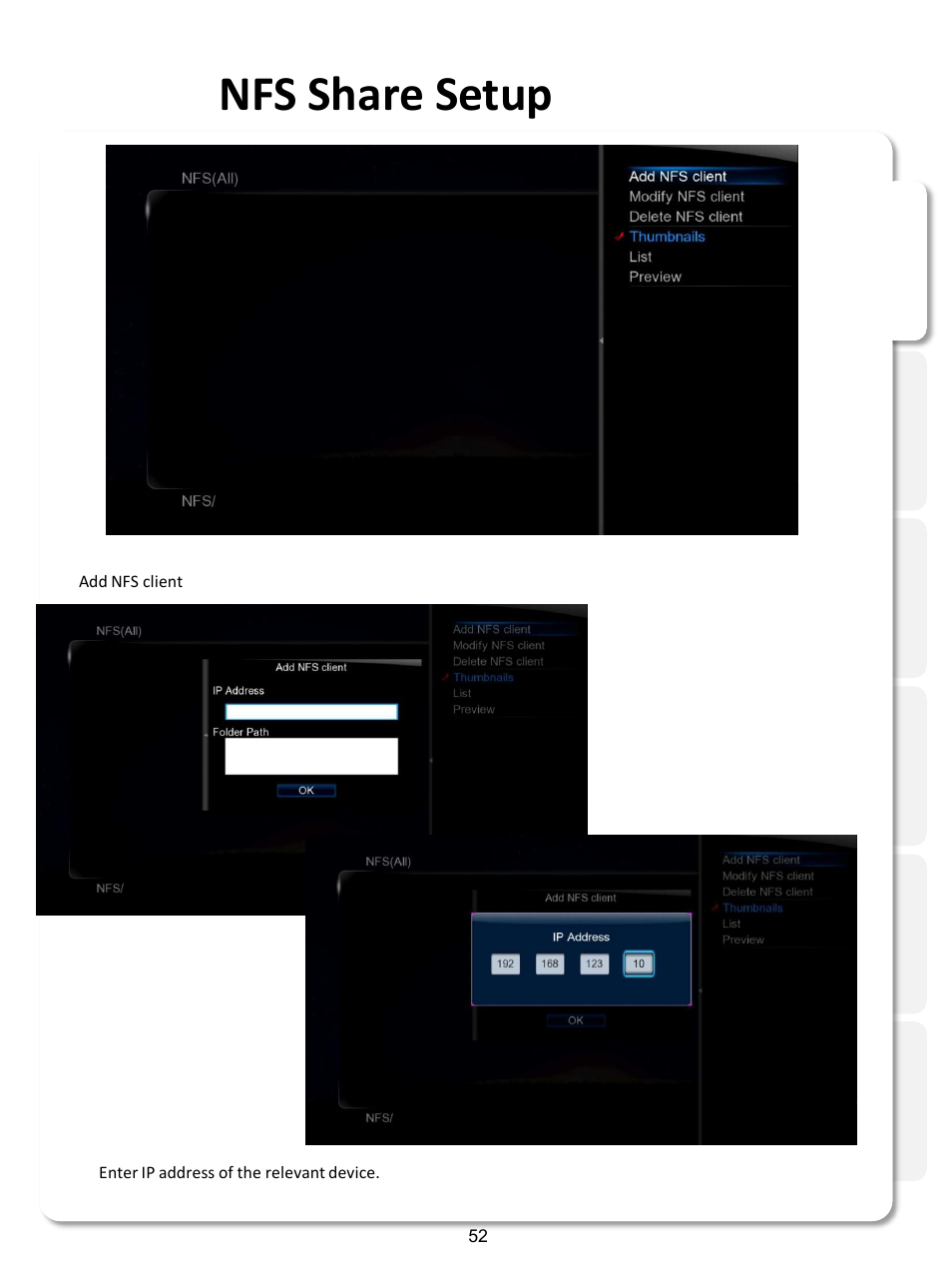 Nfs share setup | Xtreamer SideWinder3 User Manual | Page 52 / 91