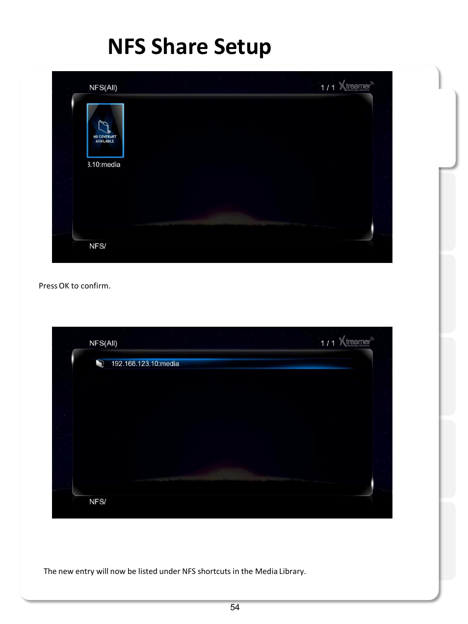 Nfs share setup | Xtreamer SideWinder3 User Manual | Page 54 / 91
