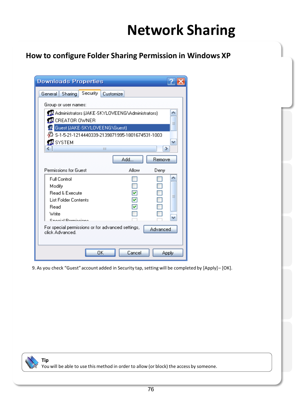 Network sharing | Xtreamer SideWinder3 User Manual | Page 76 / 91