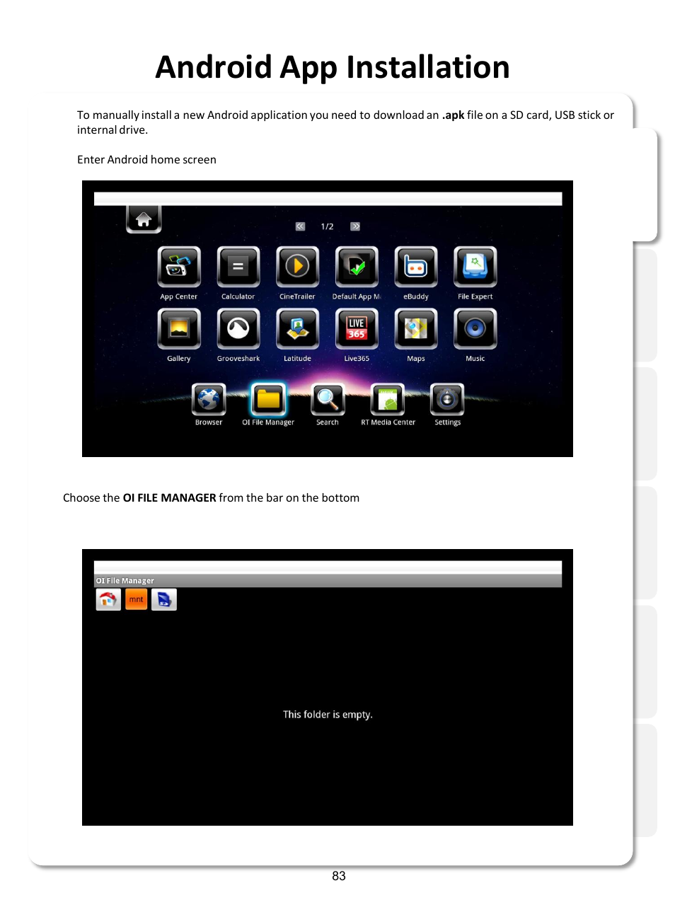 Android app installation | Xtreamer SideWinder3 User Manual | Page 83 / 91