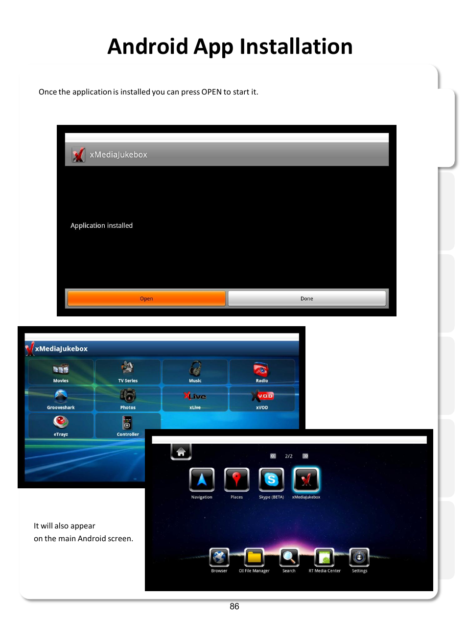 Android app installation | Xtreamer SideWinder3 User Manual | Page 86 / 91
